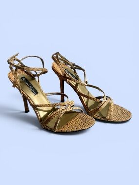 Michael Antonio Strappy Stilettos Snakeskin Reptile Heeled Sandals Sz‎ 7 NIB